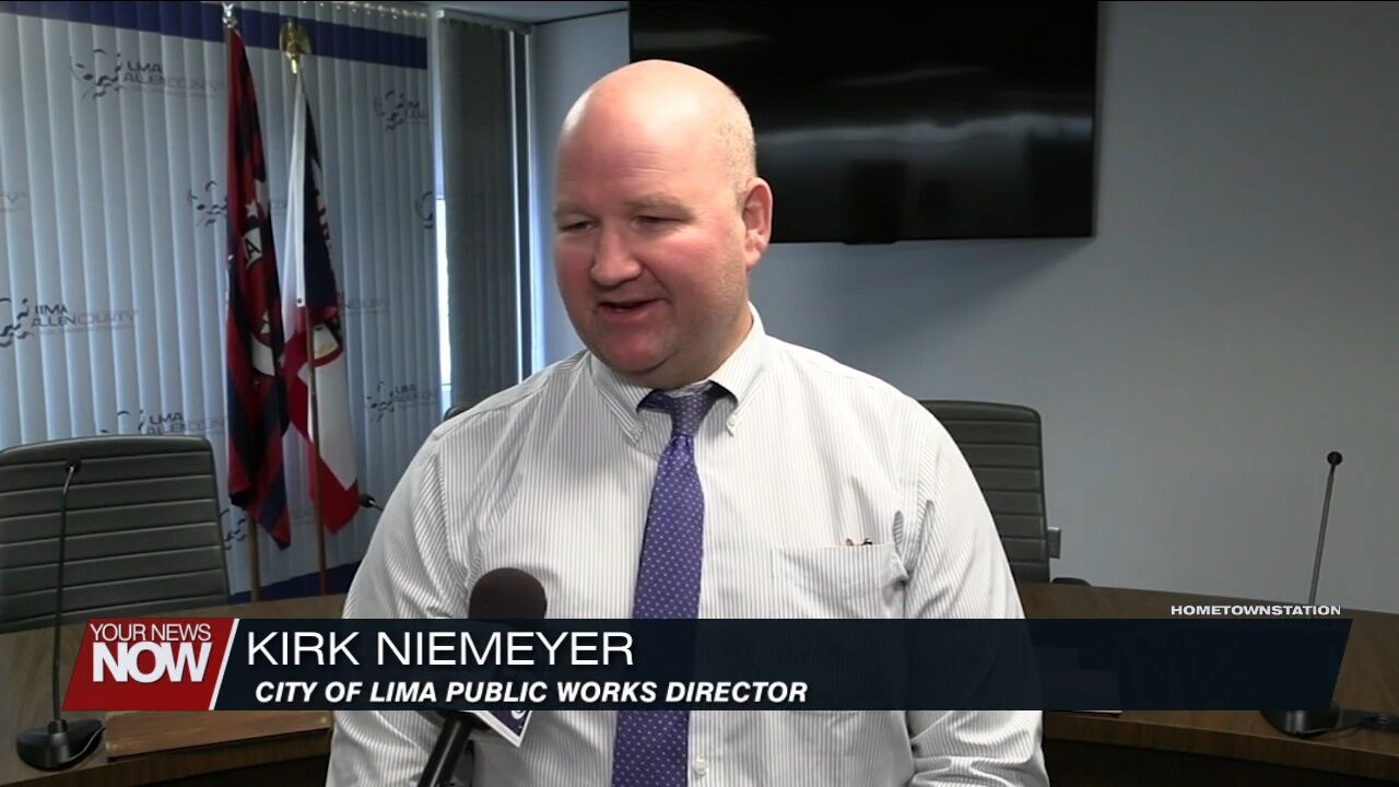 Work underway at the construction site of the Lima Community Aquatic Park